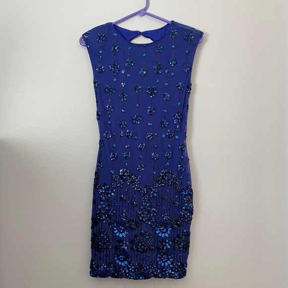 Sequin Blue Mini Dress - Picture 1 of 4